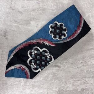 Vintage 1980s Italian All Silk Hand Made Mens Tie Made USA RARE